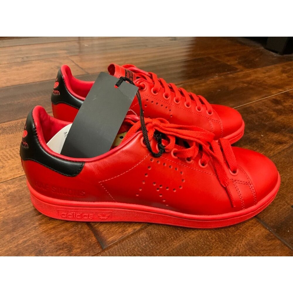 Adidas + Raf Simons Red Leather Stan Smith Sneakers, Size 7.5 (W) 6 (M) NWOB!